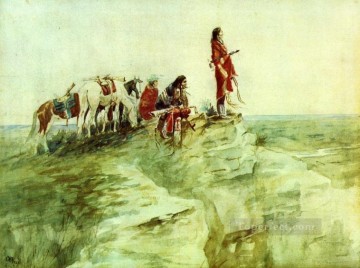 American Indians Painting - medicine rock 1890 Charles Marion Russell American Indians